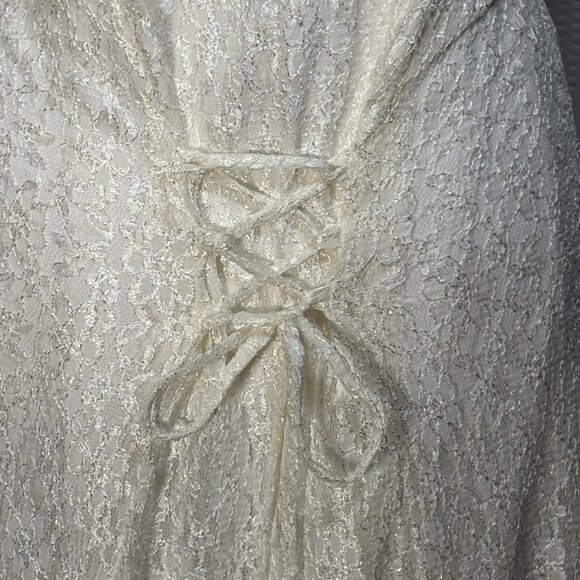 Vintage New Frontier Maxi Gown Lace Cottagecore Prairie Victorian Corset Tie - Picture 5 of 15